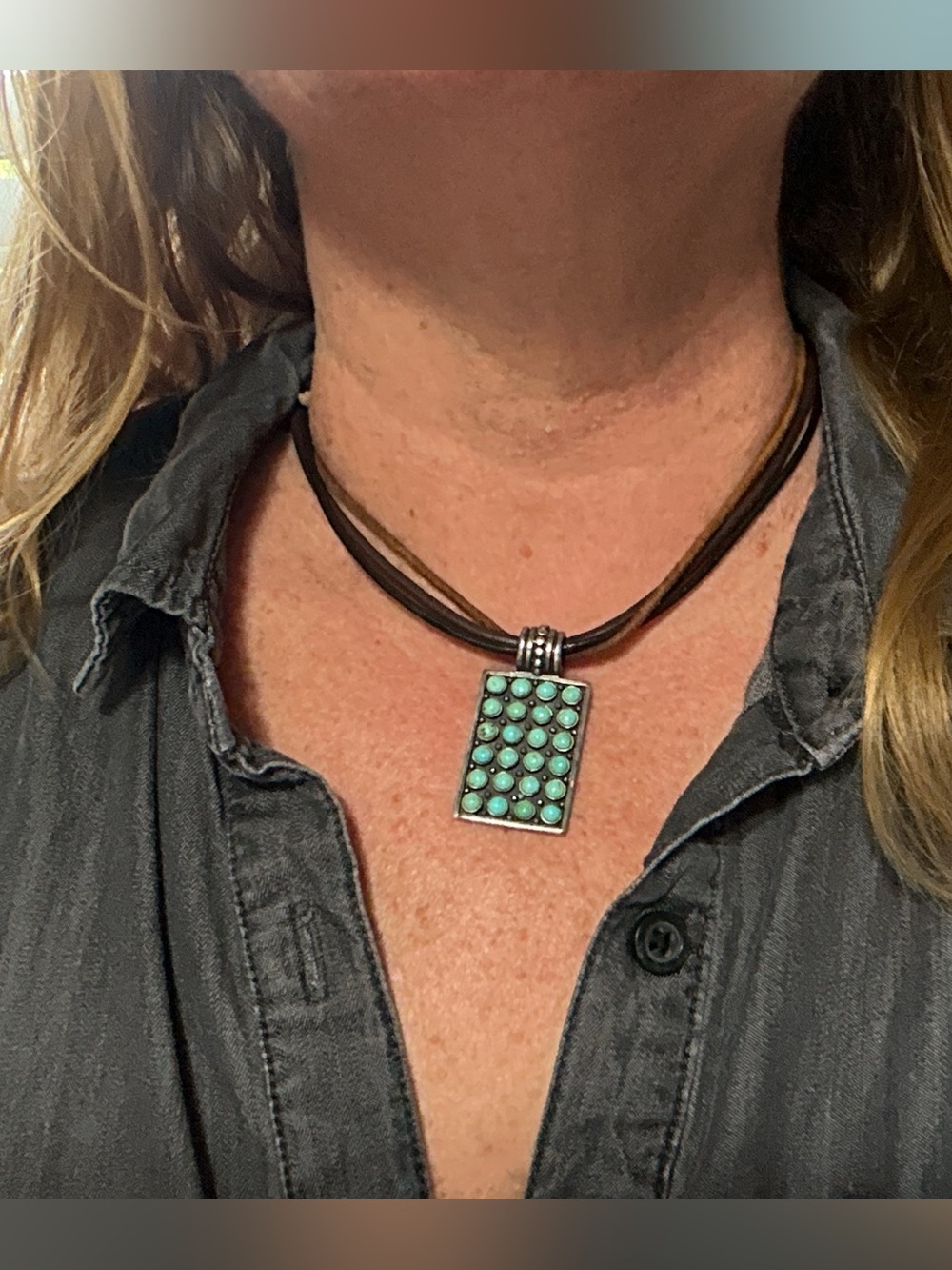 Beautiful Snake Eye Turquoise 925 Pendant